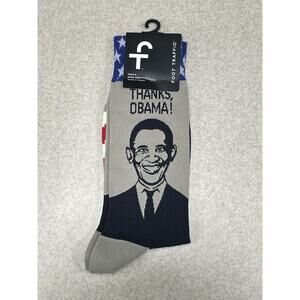 NWT FOOT TRAFFIC Mens Socks-Former President Obama Shoe Size 7-12 THANKS, OBAMA!